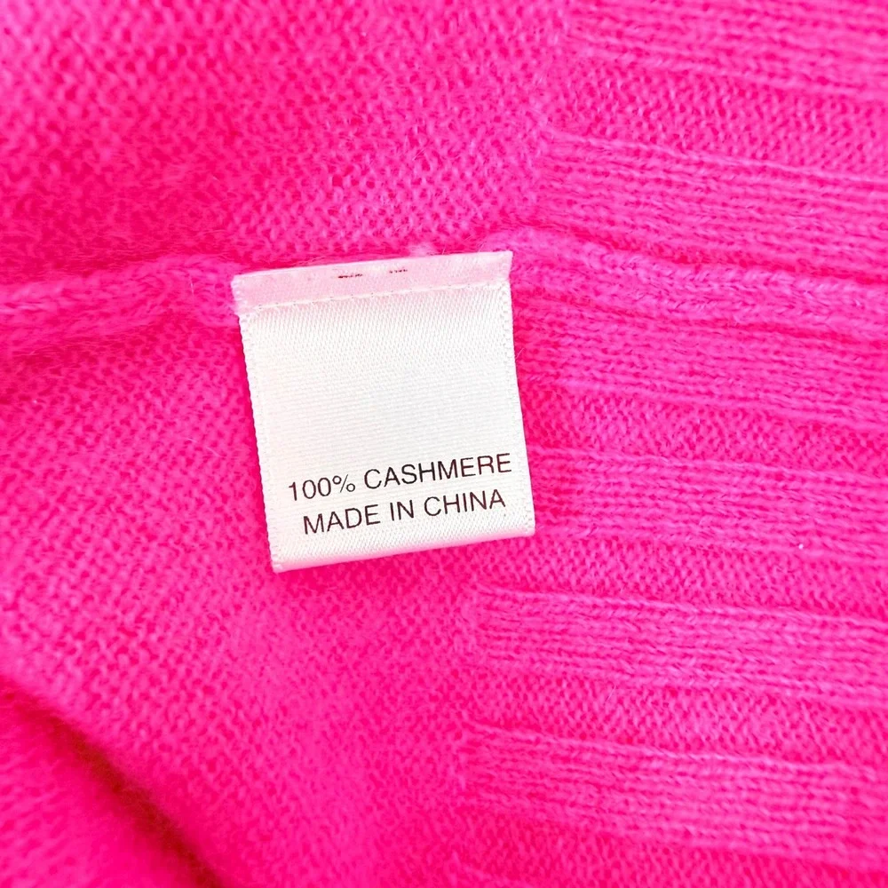 Ainsley 100% Cashmere Crew Neck Sweater Women M Bright Pink Soft Cozy Luxury - Picture 10 of 16